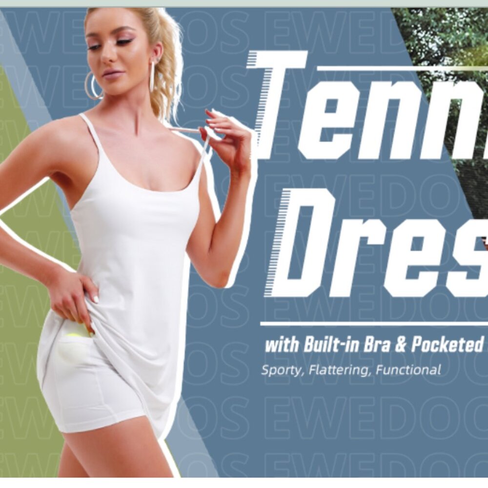 Exercise/Tennis Dress with Built In Shorts, Sporta Bra, Pockets